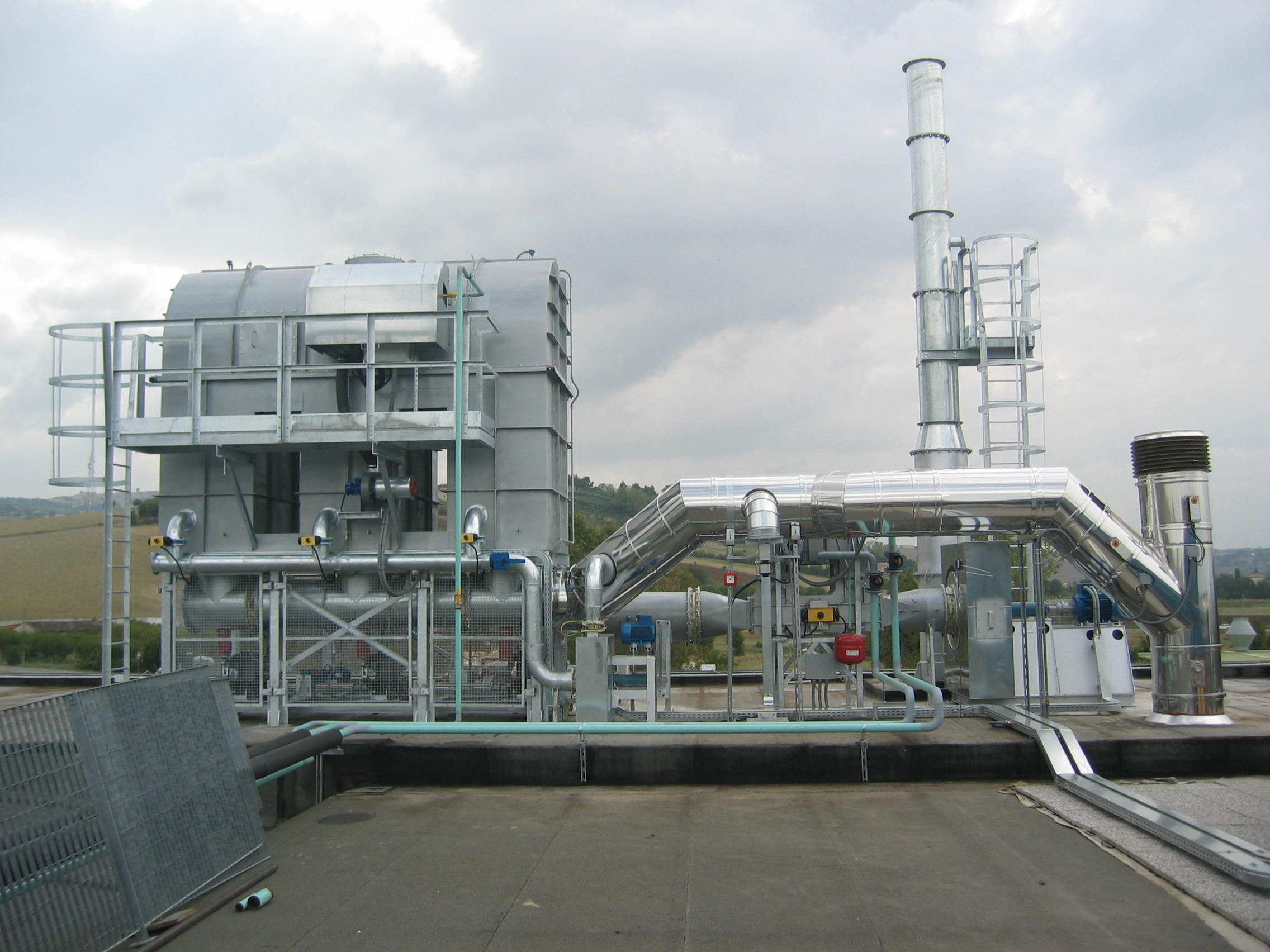 Image of Regenerative thermal Oxidizer and energetic recovery module for  heating, sanitary water. Roto Offset Printing, Italy, 2007 Pollutant ethylene oxide