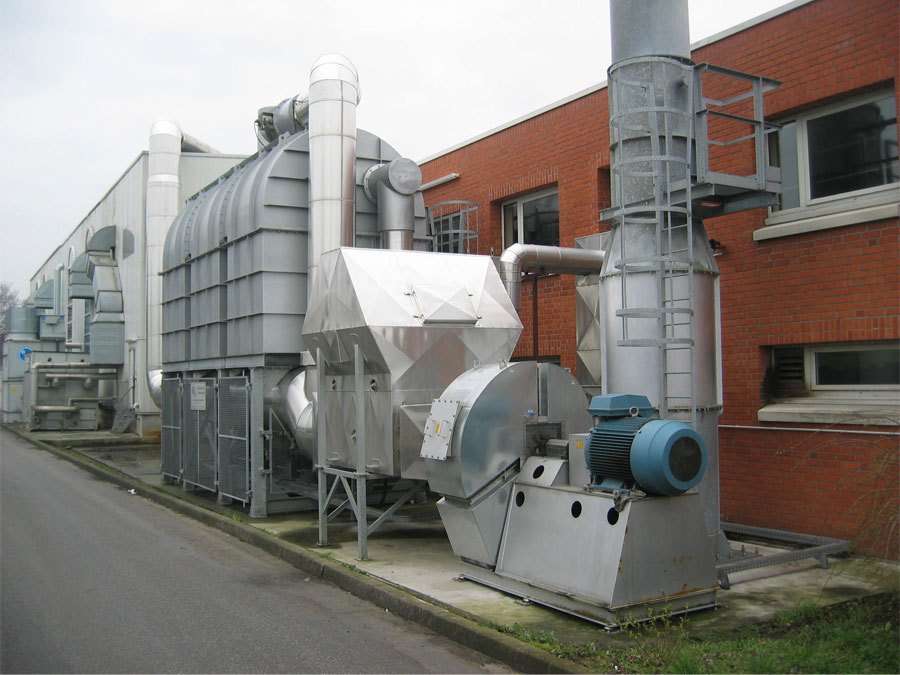 Image of Plant Roto Offset Printing. Intervention: Regenerative thermal Oxidizer (RTO) with air to water heat exchanger airTReco, flow rate 20,000 Nm3/h. Germany, 2006